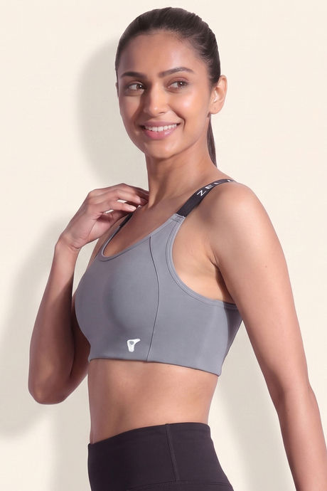 Zelocity Medium Impact Quick Dry Sports Bra - Steel Grey — image 3